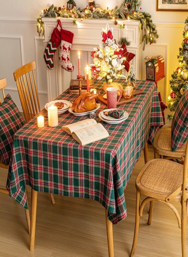 AQOTHES Red Green Plaid Christmas Tablecloth 60x84, Tartan Table Cloth Decorations, Winter Holiday Tablecloths for Rectangle Tables Parties Dining Farmhouse Kitchen Decor - Image 2